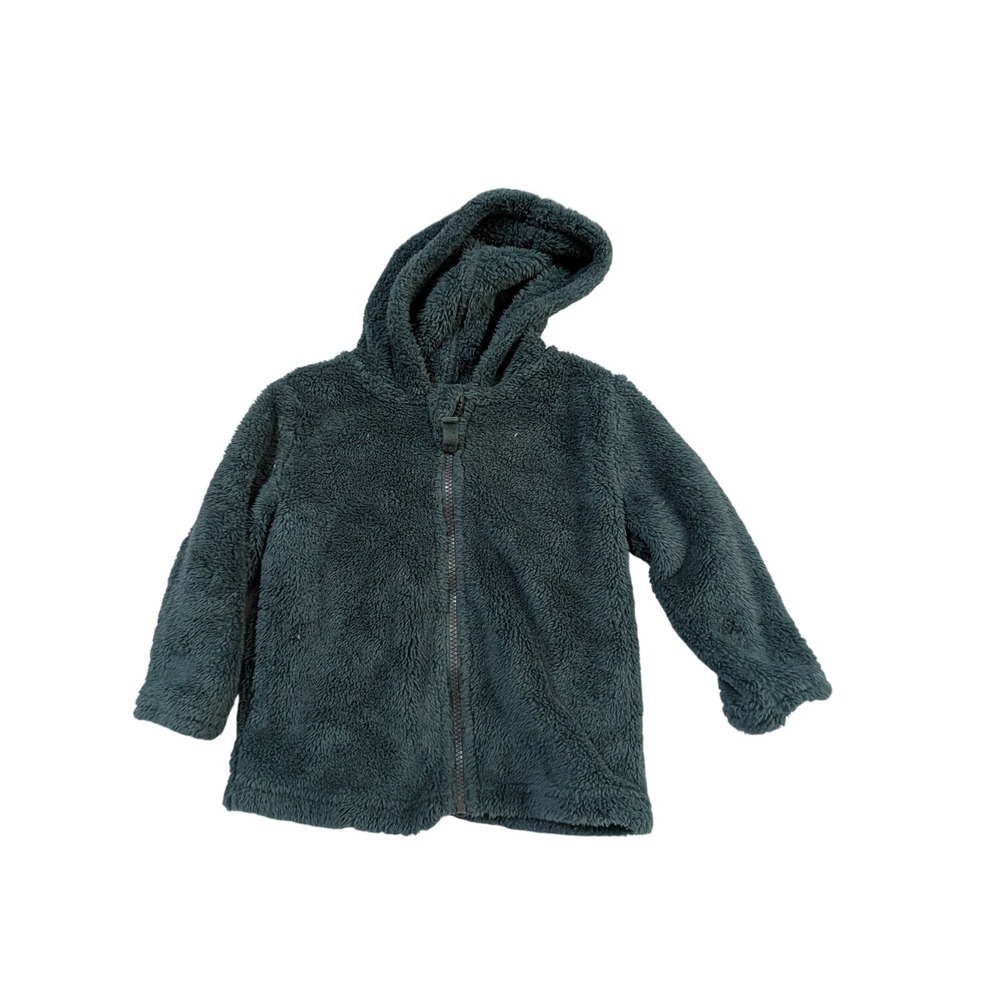Hanna Andersson Kids Forest Green Fleece Zip Up Hoodie Jacket Size 90cm US 3T